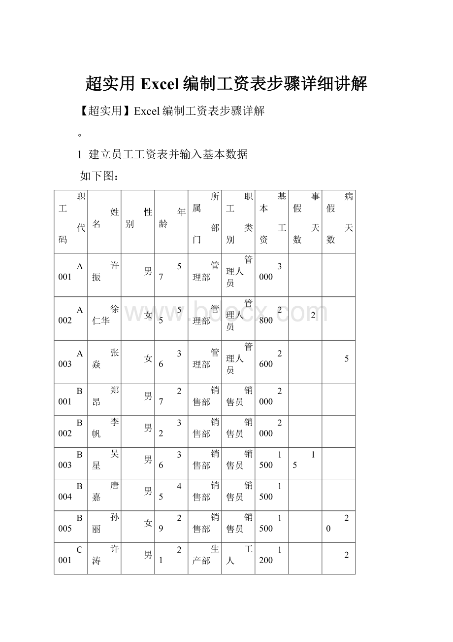 超实用Excel编制工资表步骤详细讲解.docx