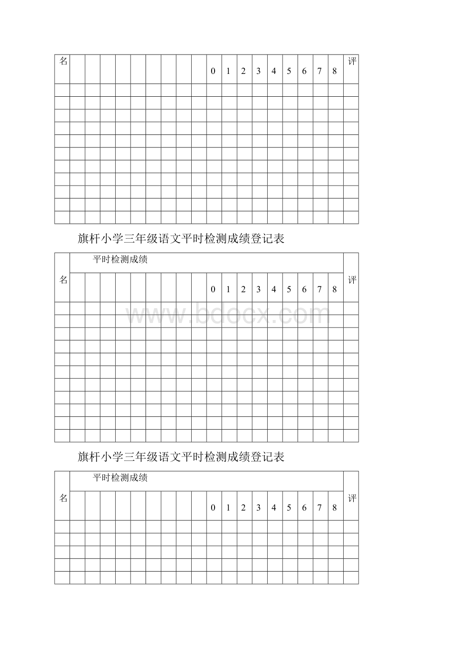 旗杆小学三年级语文平时检测成绩登记表.docx_第2页