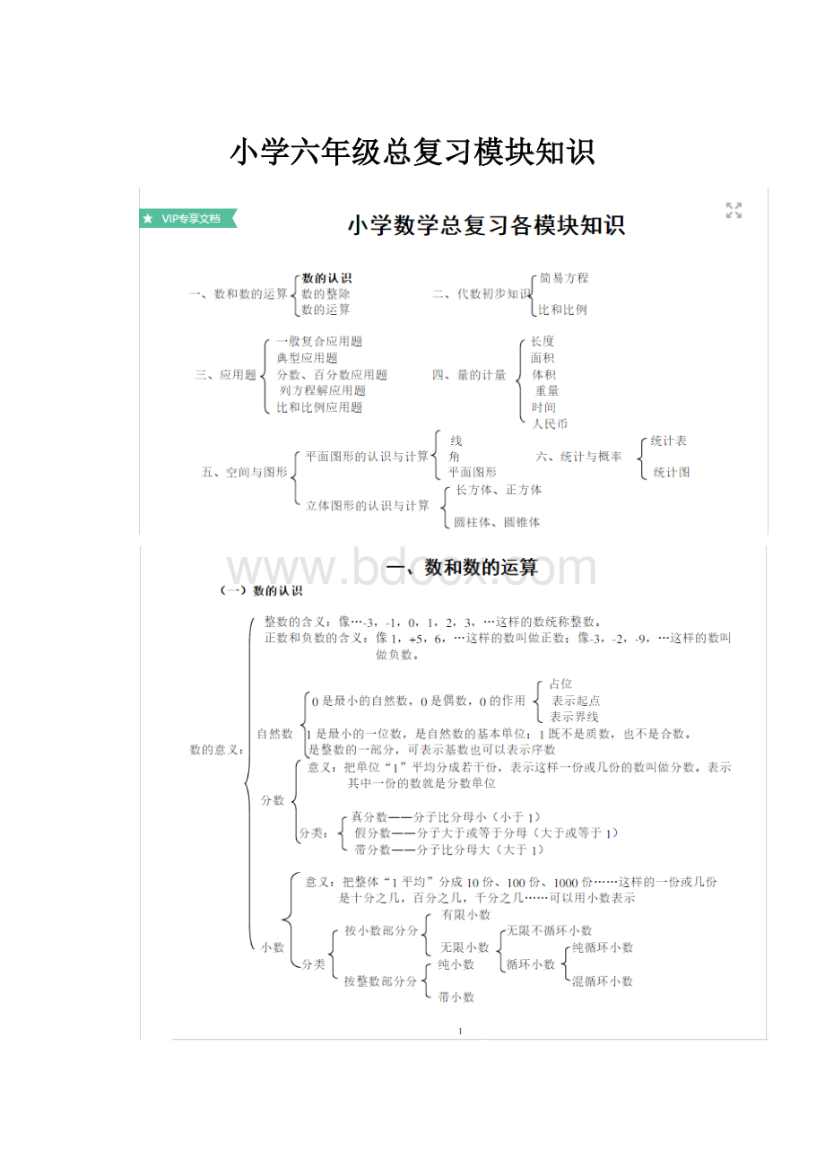 小学六年级总复习模块知识.docx