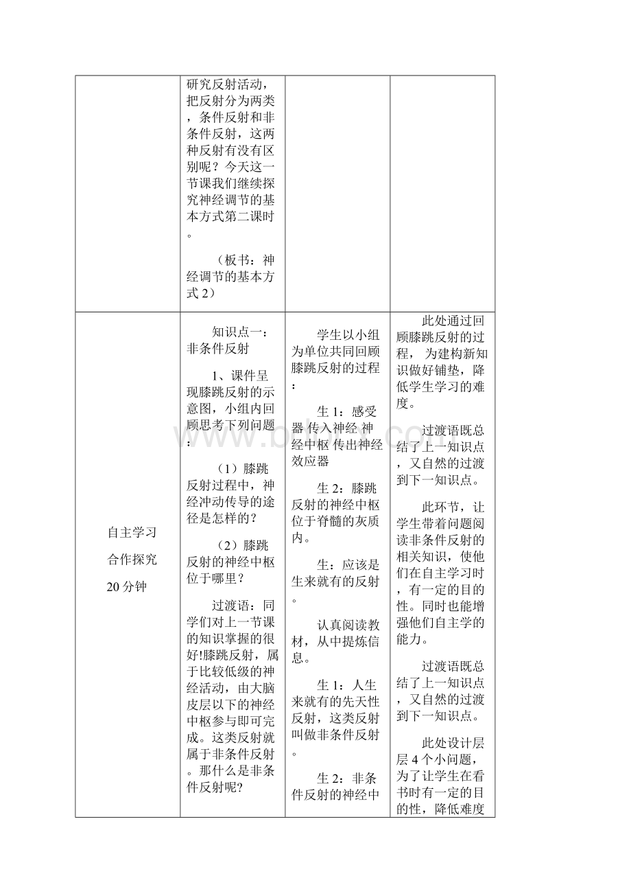 七年级生物下册 第3单元 第5章 第3节 神经调节的基本方式第2课时教案1 新版济南版.docx_第3页