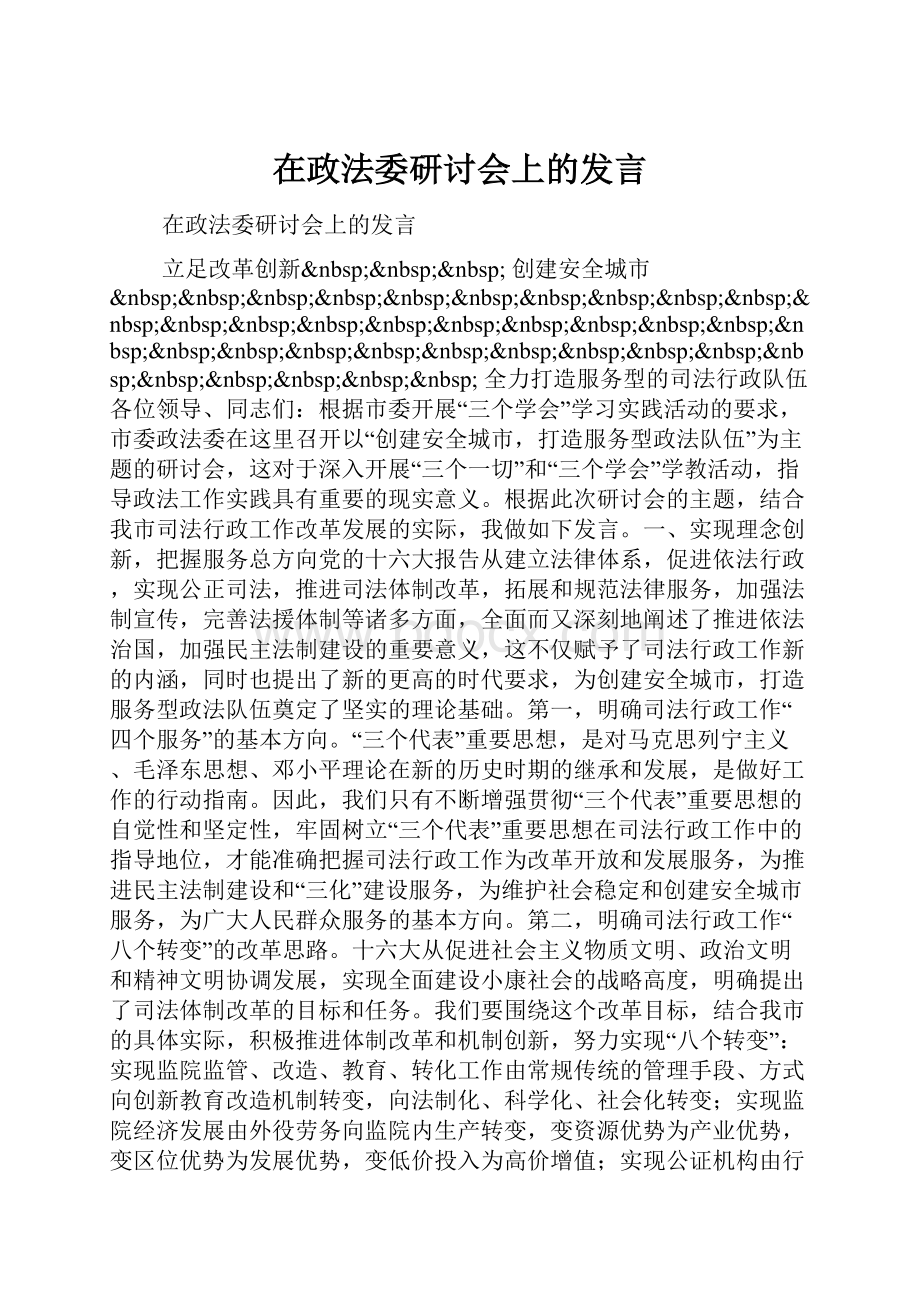 在政法委研讨会上的发言.docx