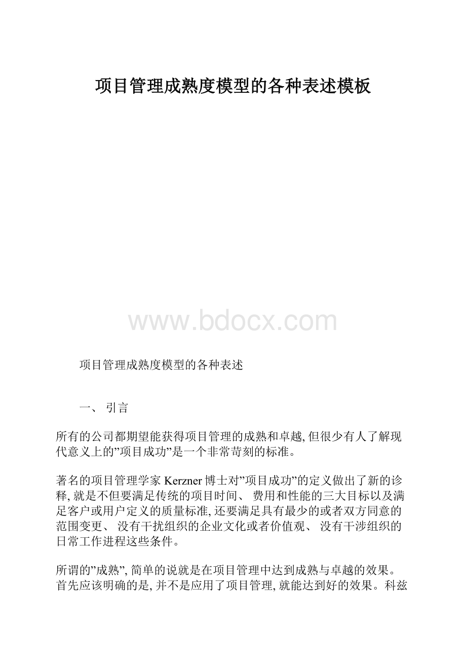 项目管理成熟度模型的各种表述模板.docx