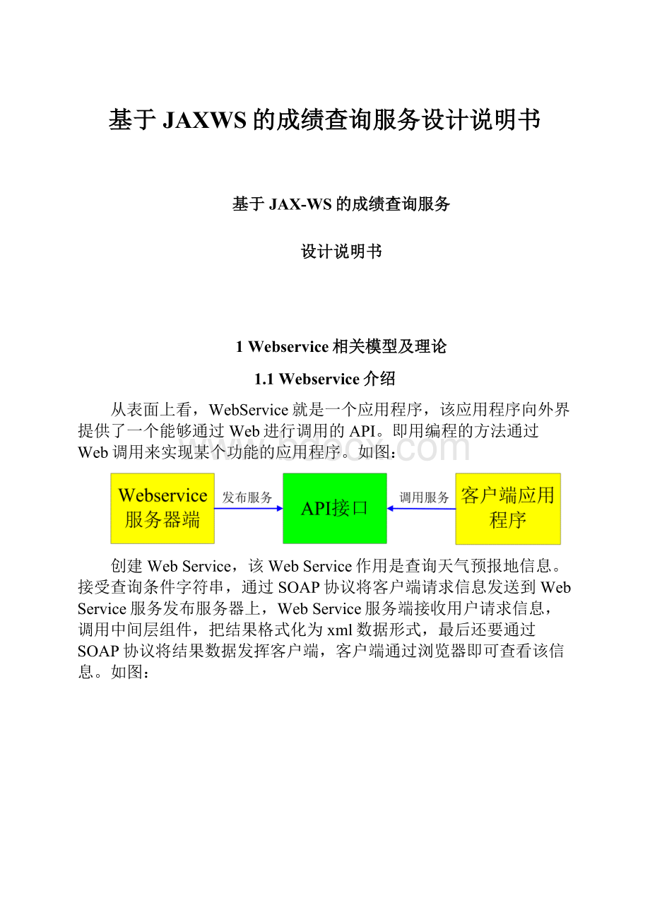 基于JAXWS的成绩查询服务设计说明书.docx