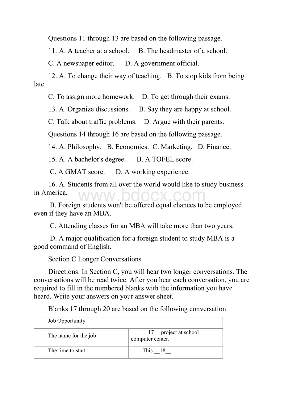 上海市宝山区届高三上学期期末教学质量诊断一模英语试题 Word版含答案.docx_第3页