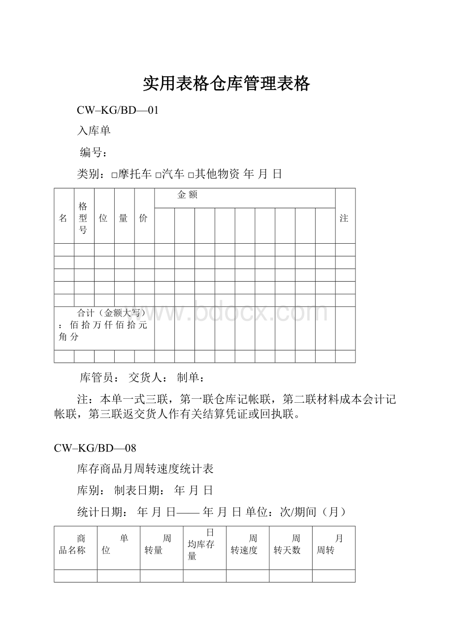 实用表格仓库管理表格.docx_第1页