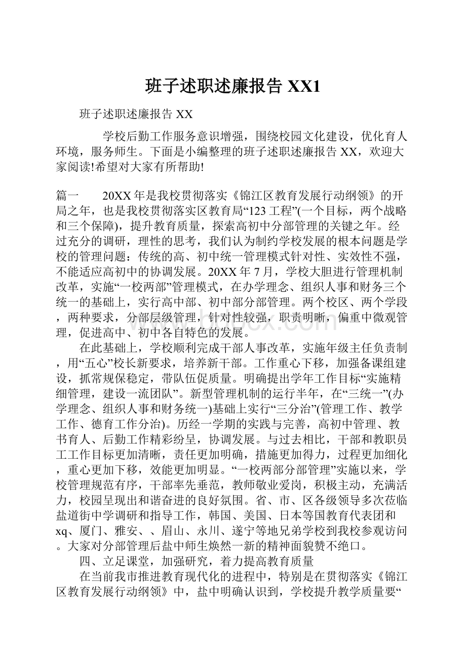 班子述职述廉报告XX1.docx