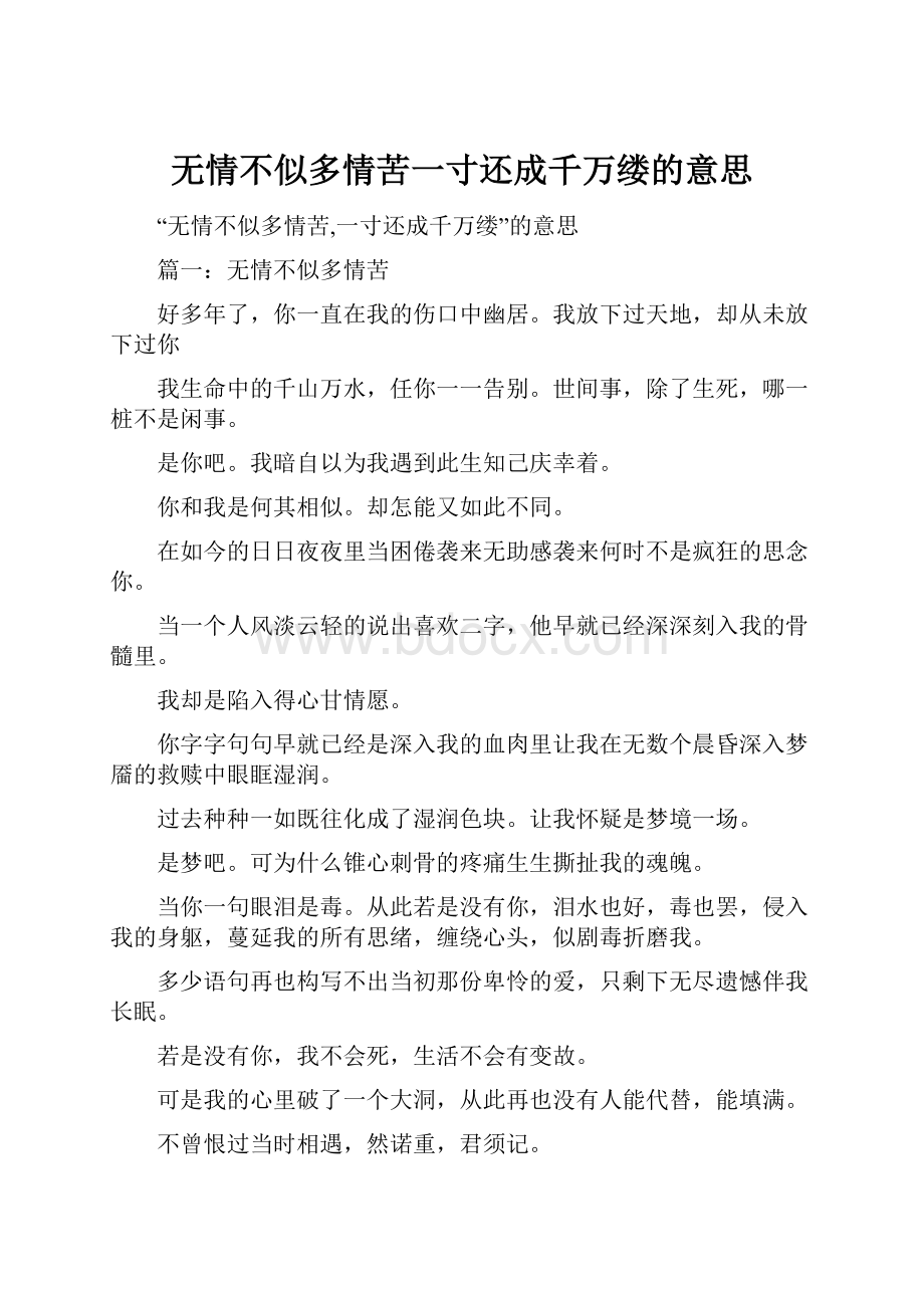 无情不似多情苦一寸还成千万缕的意思.docx