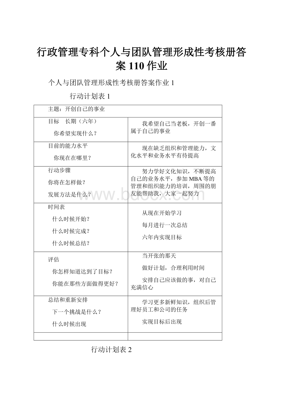 行政管理专科个人与团队管理形成性考核册答案110作业.docx