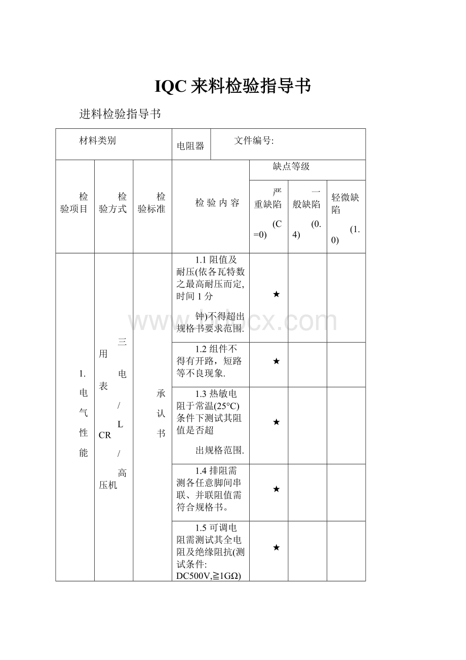 IQC来料检验指导书.docx