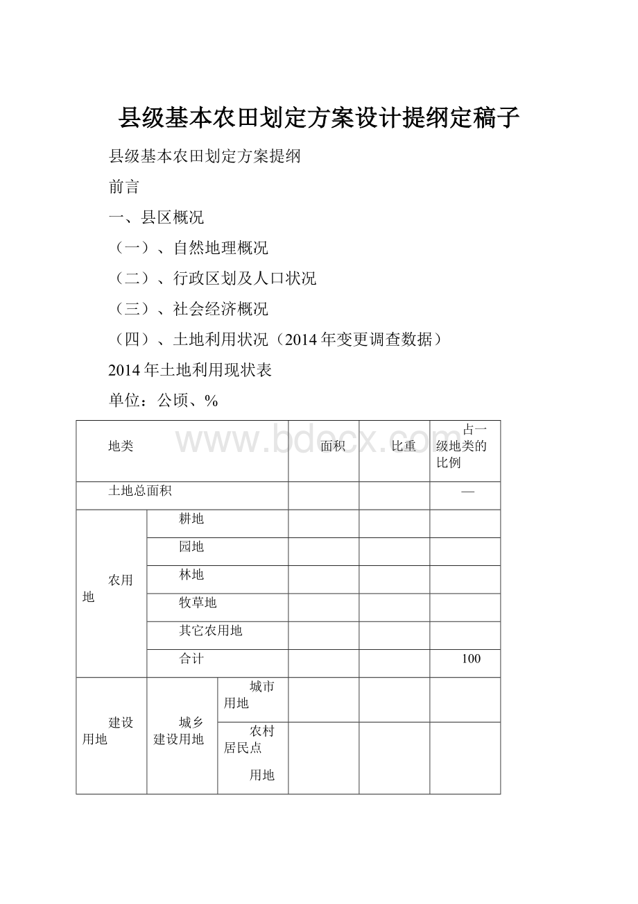 县级基本农田划定方案设计提纲定稿子.docx