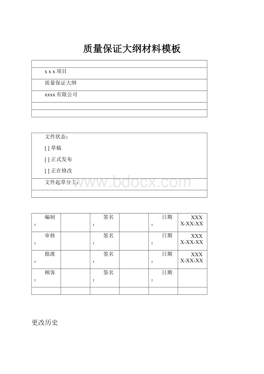 质量保证大纲材料模板.docx