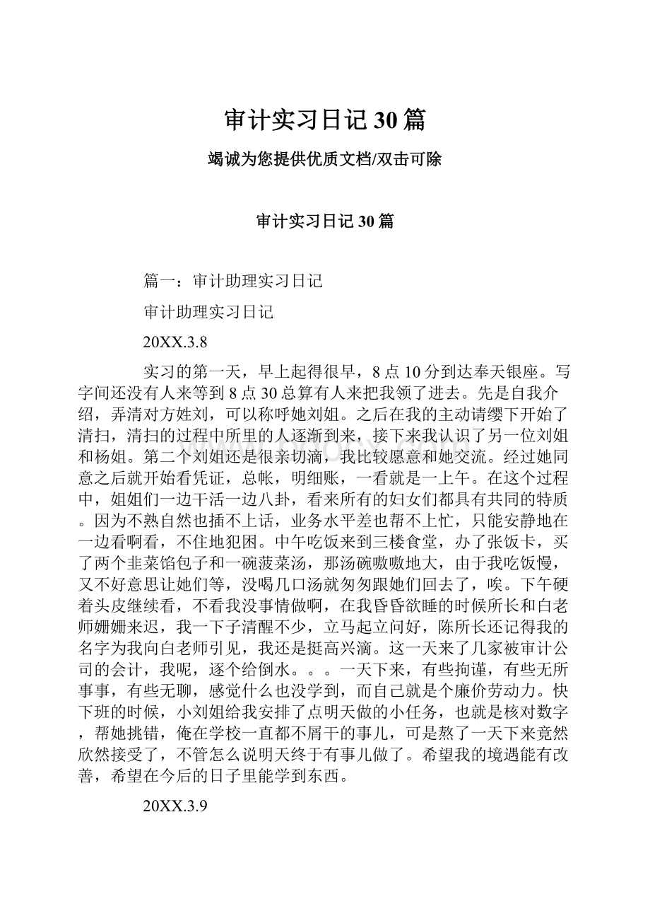 审计实习日记30篇.docx