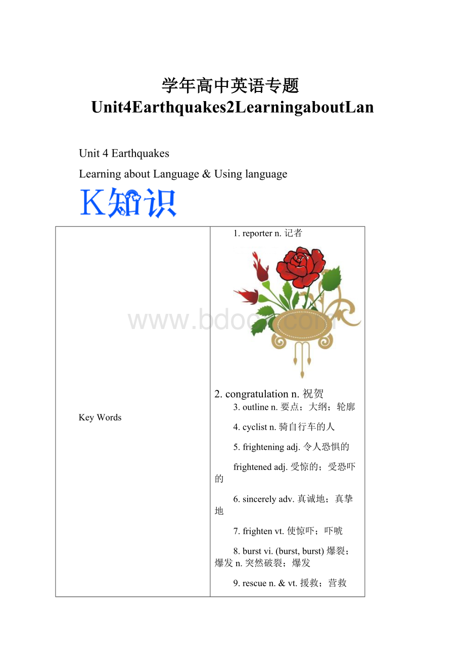 学年高中英语专题Unit4Earthquakes2LearningaboutLan.docx