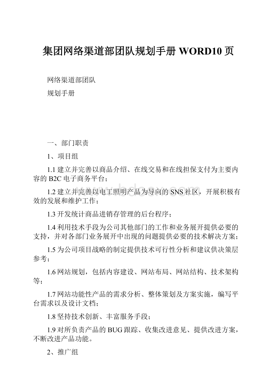 集团网络渠道部团队规划手册WORD10页.docx