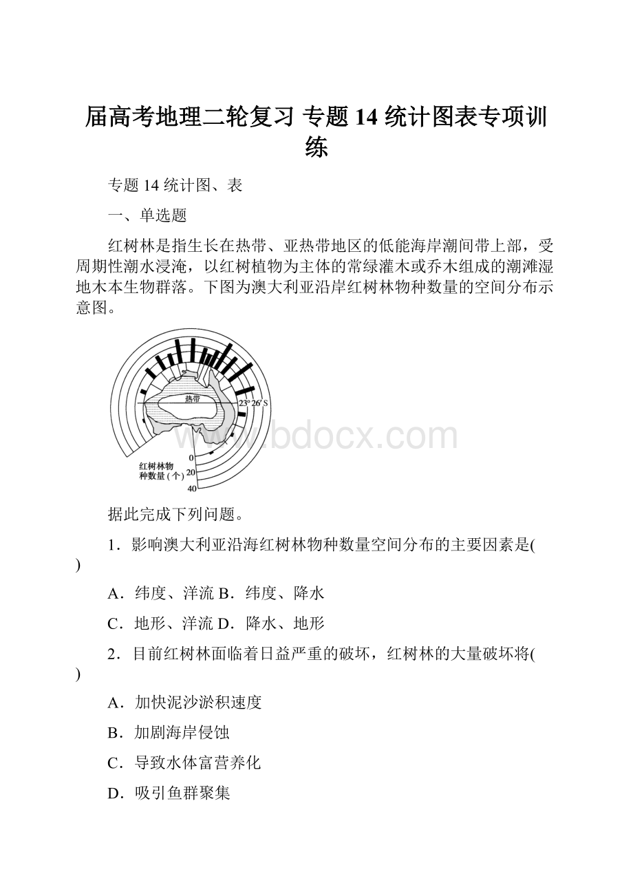 届高考地理二轮复习 专题14 统计图表专项训练.docx