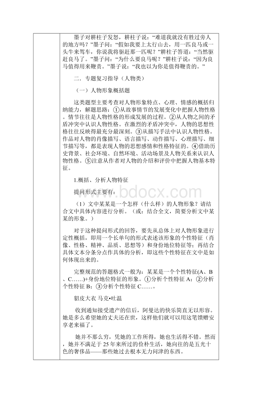 届高考语文第二轮复习教案小说阅读理解题型研究人物类安乡一中龚德国.docx_第2页