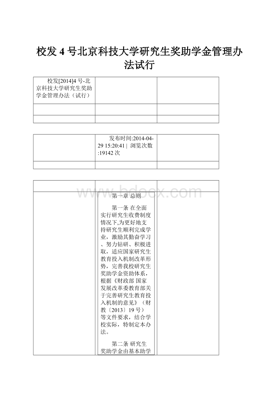 校发4号北京科技大学研究生奖助学金管理办法试行.docx_第1页