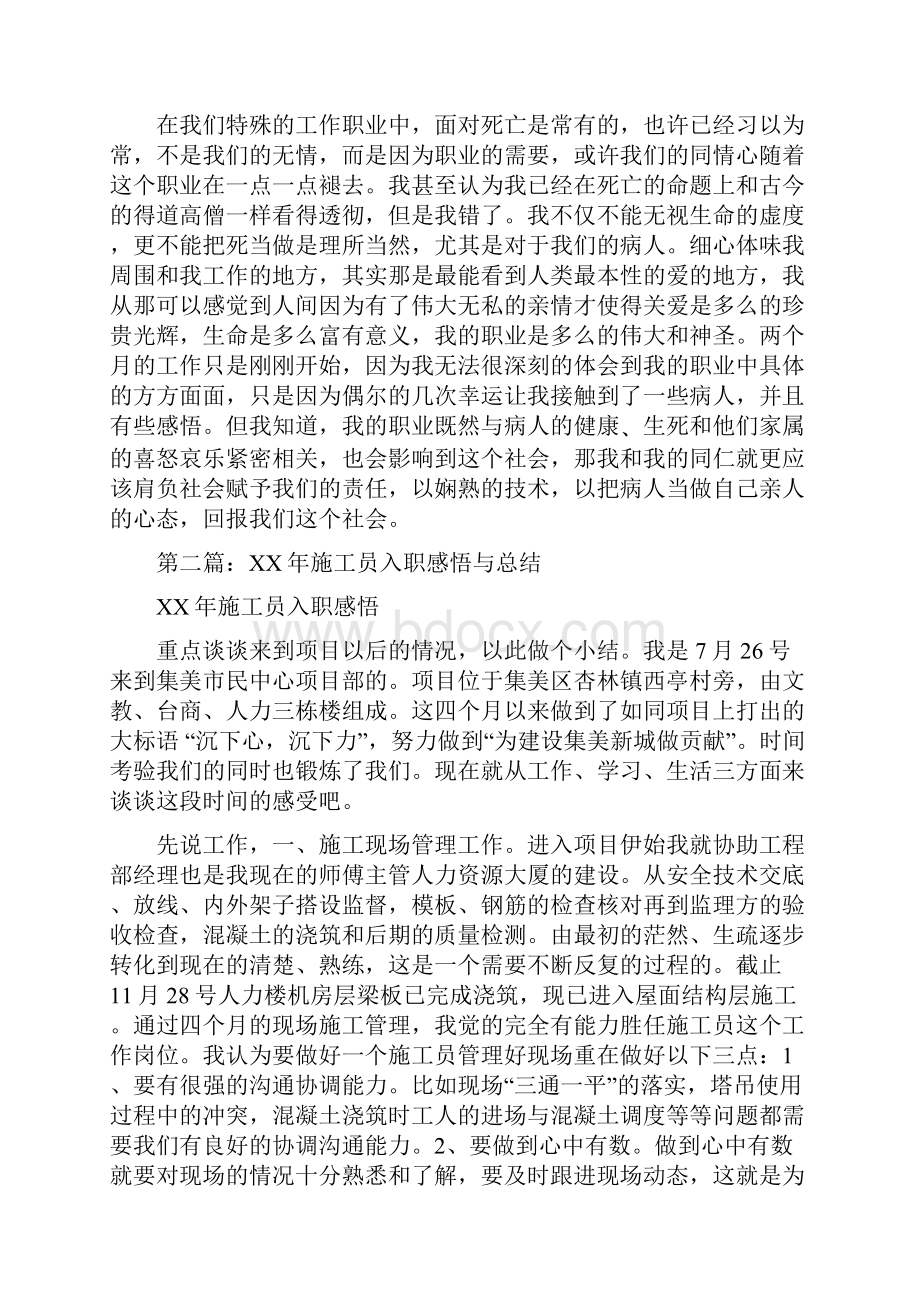 初入职护士工作总结与感悟多篇范文.docx_第2页