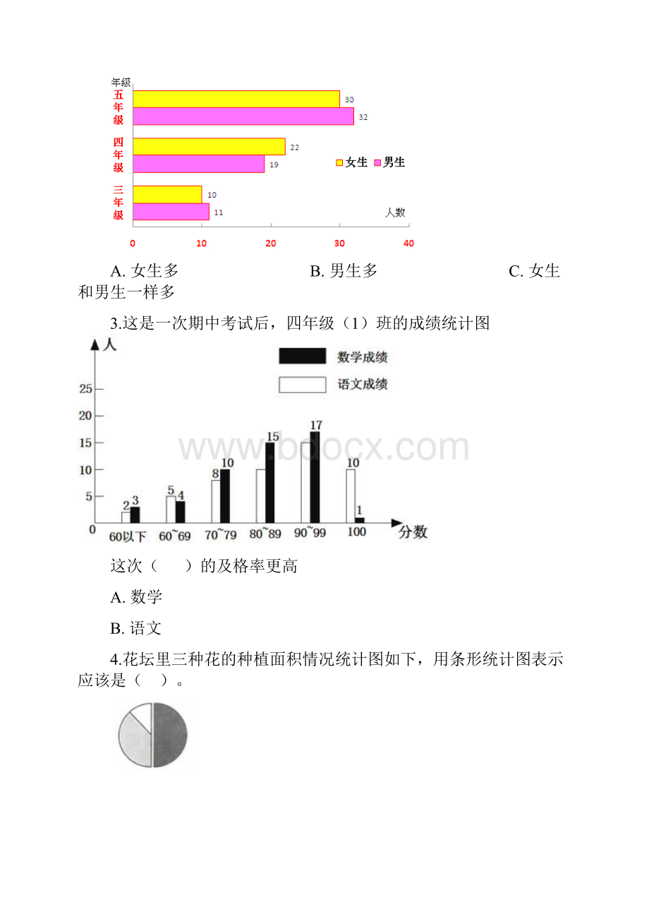 四年级下册数学一课一练82条形统计图西师大版含答案.docx_第2页