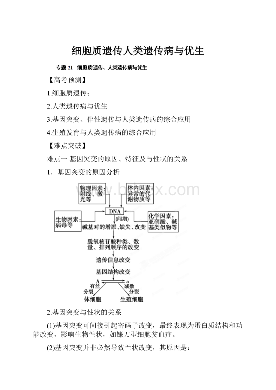 细胞质遗传人类遗传病与优生.docx