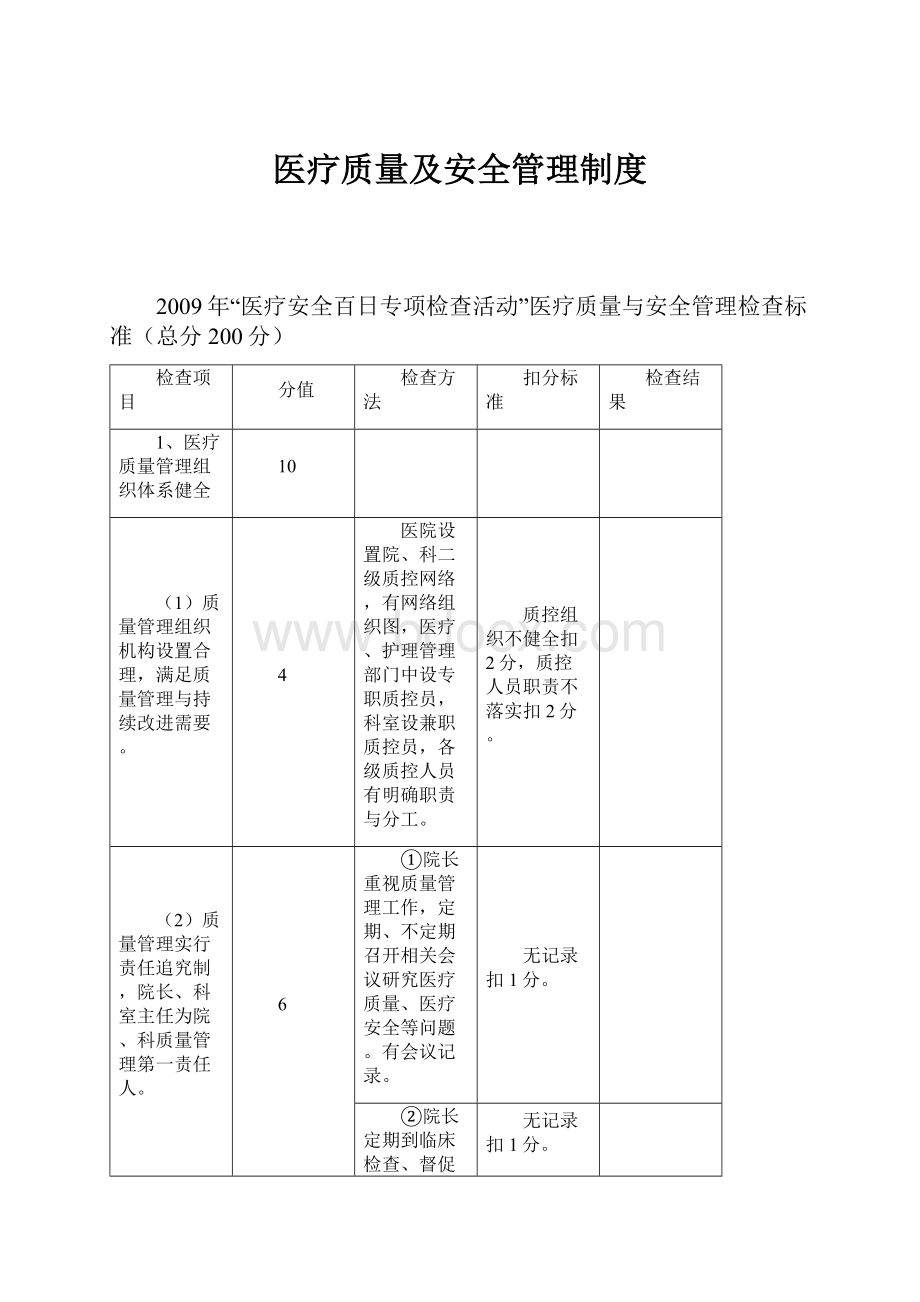 医疗质量及安全管理制度.docx_第1页