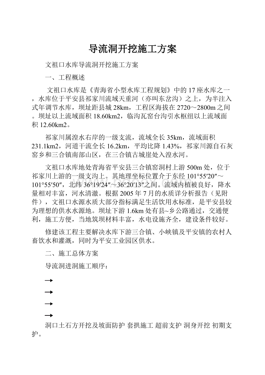 导流洞开挖施工方案.docx_第1页