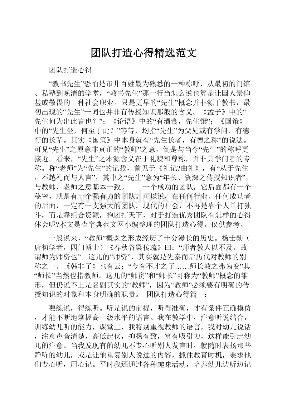 团队打造心得精选范文.docx