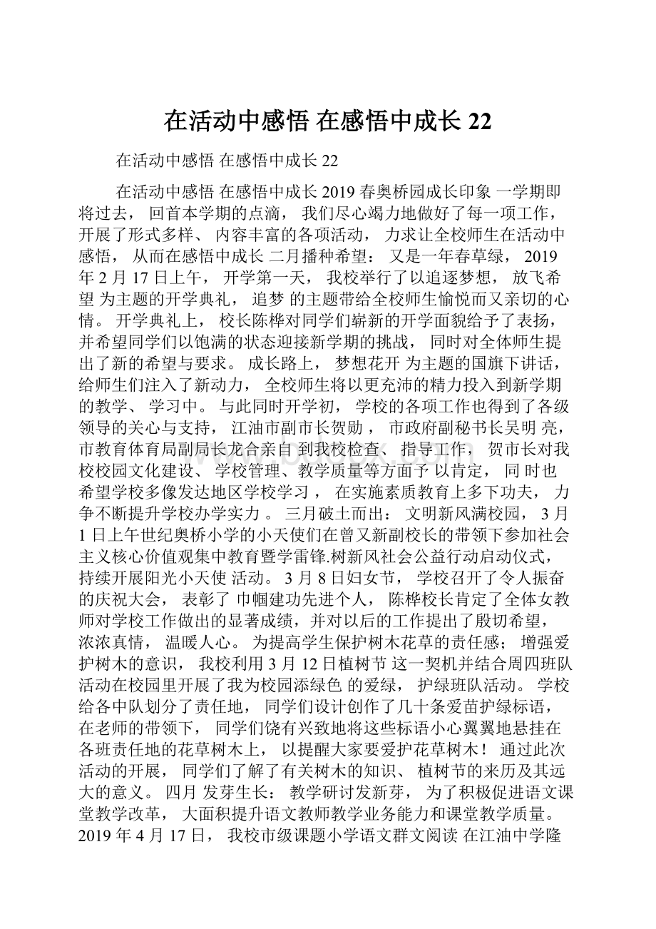 在活动中感悟 在感悟中成长22.docx_第1页