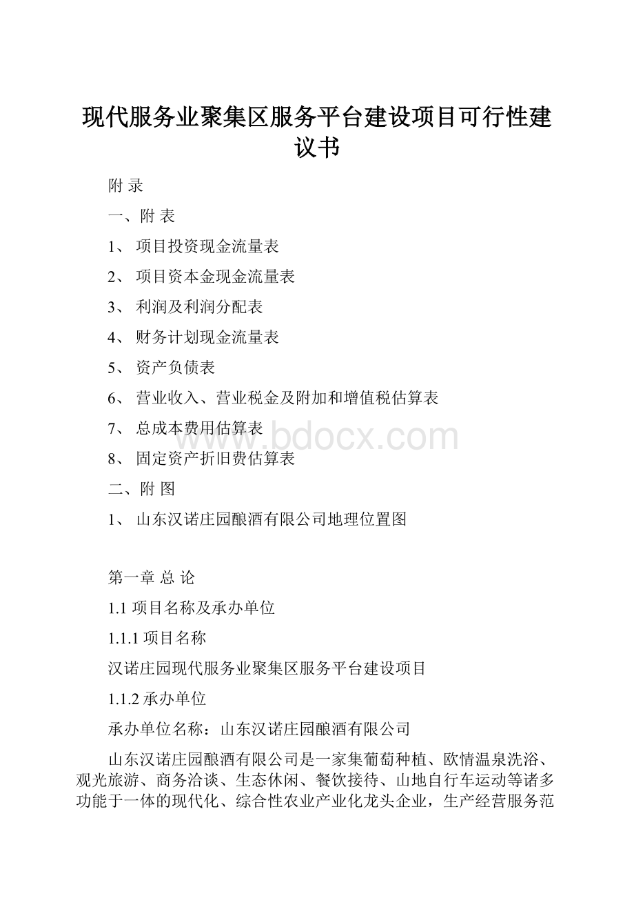 现代服务业聚集区服务平台建设项目可行性建议书.docx