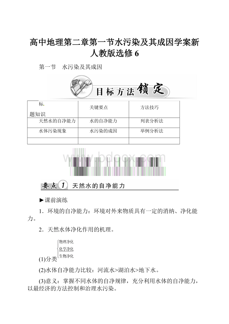 高中地理第二章第一节水污染及其成因学案新人教版选修6.docx