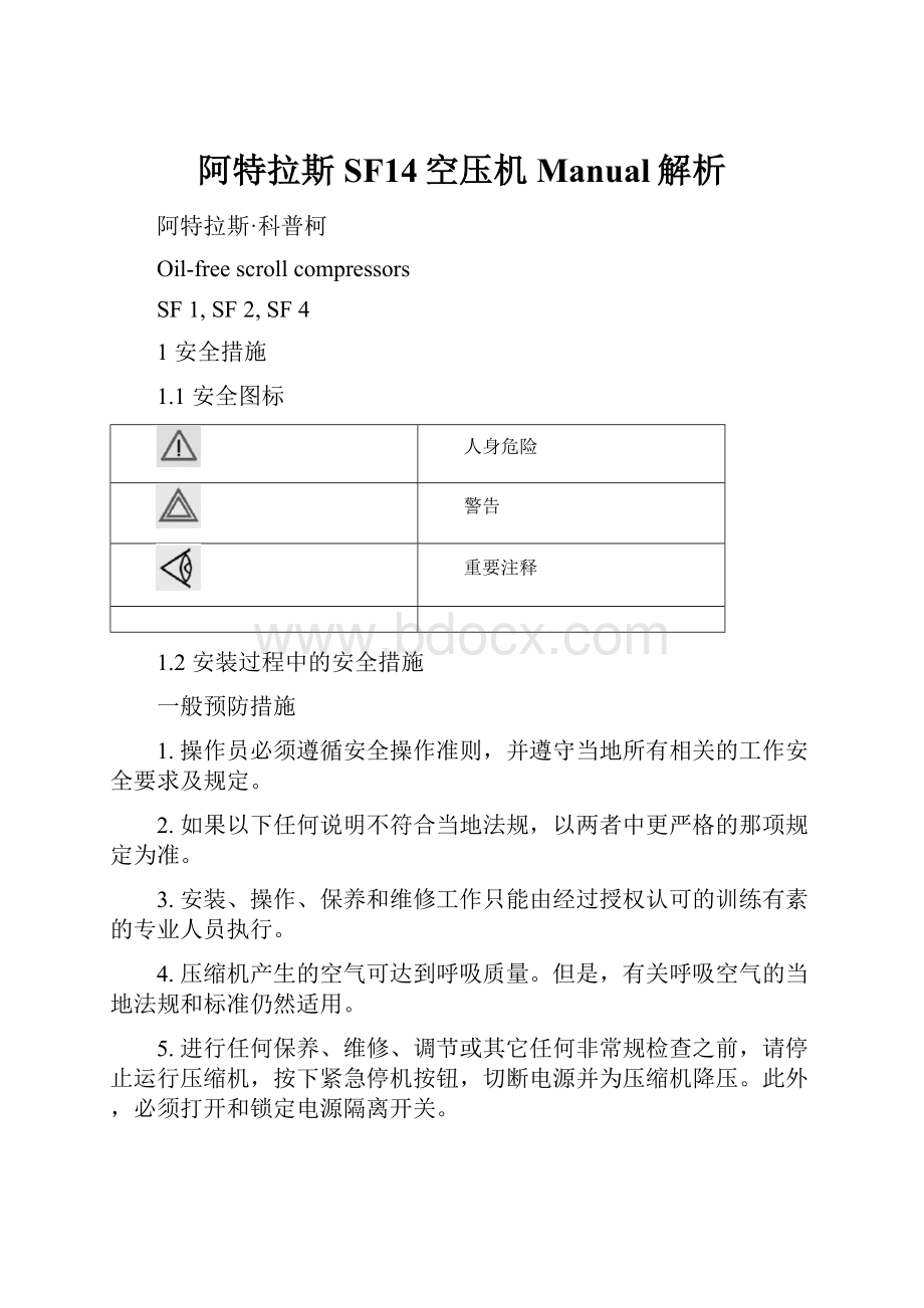 阿特拉斯SF14空压机Manual解析.docx