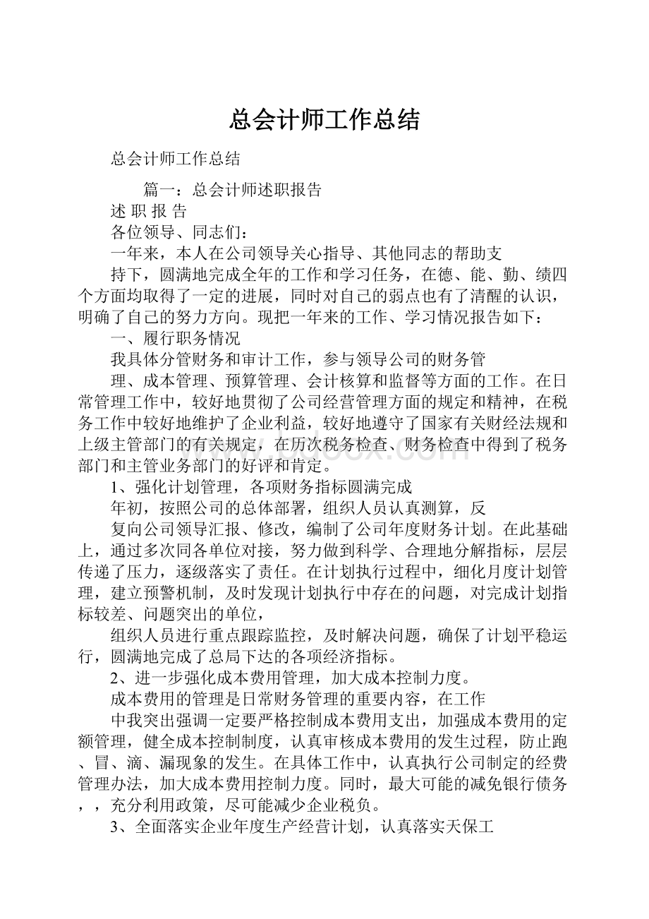 总会计师工作总结.docx