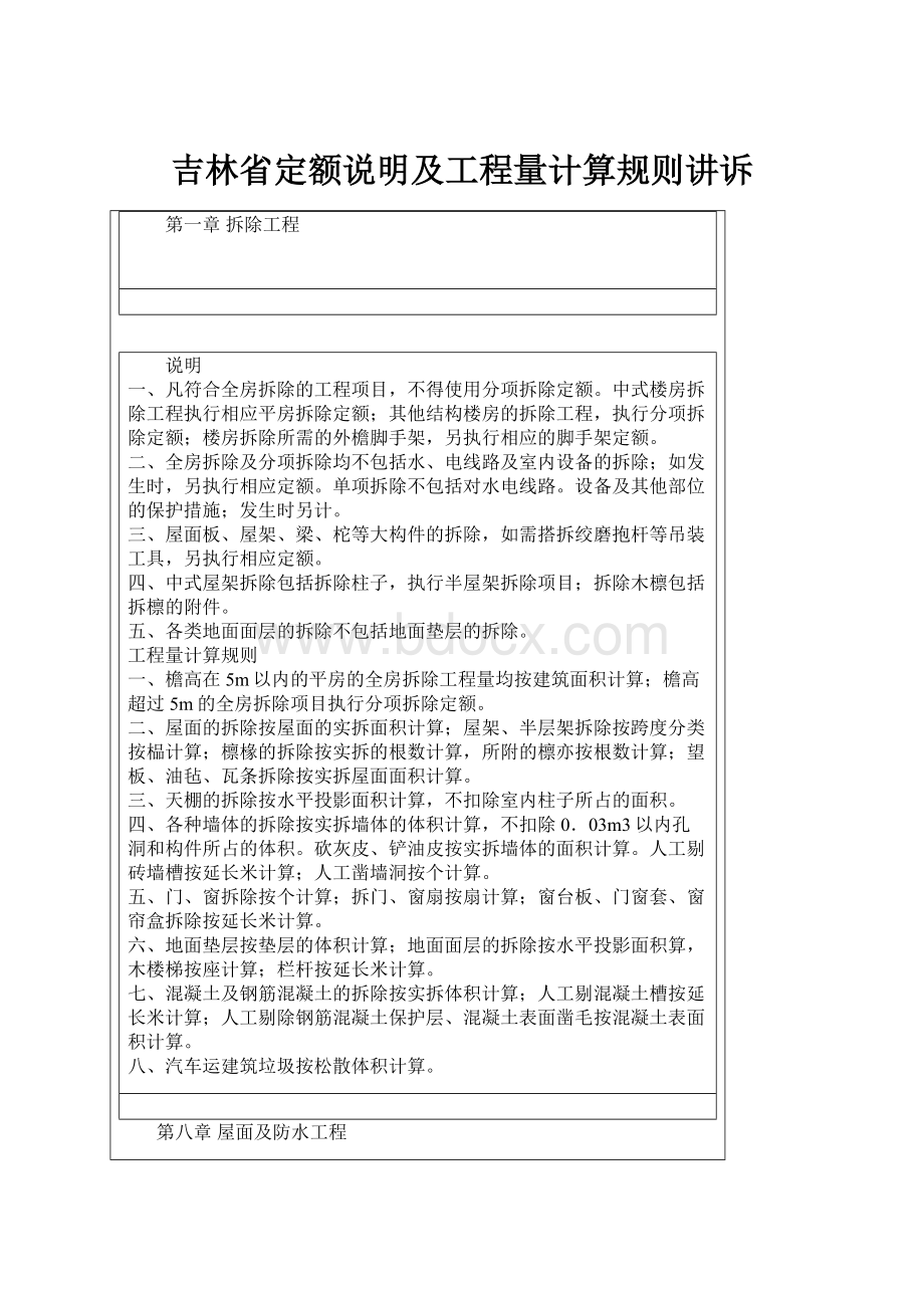 吉林省定额说明及工程量计算规则讲诉.docx