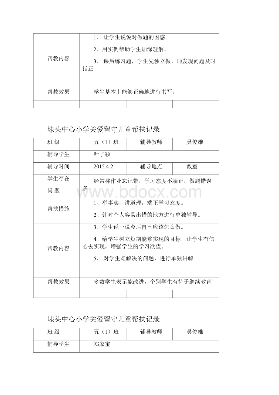 关爱留守儿童帮扶记录表.docx_第3页