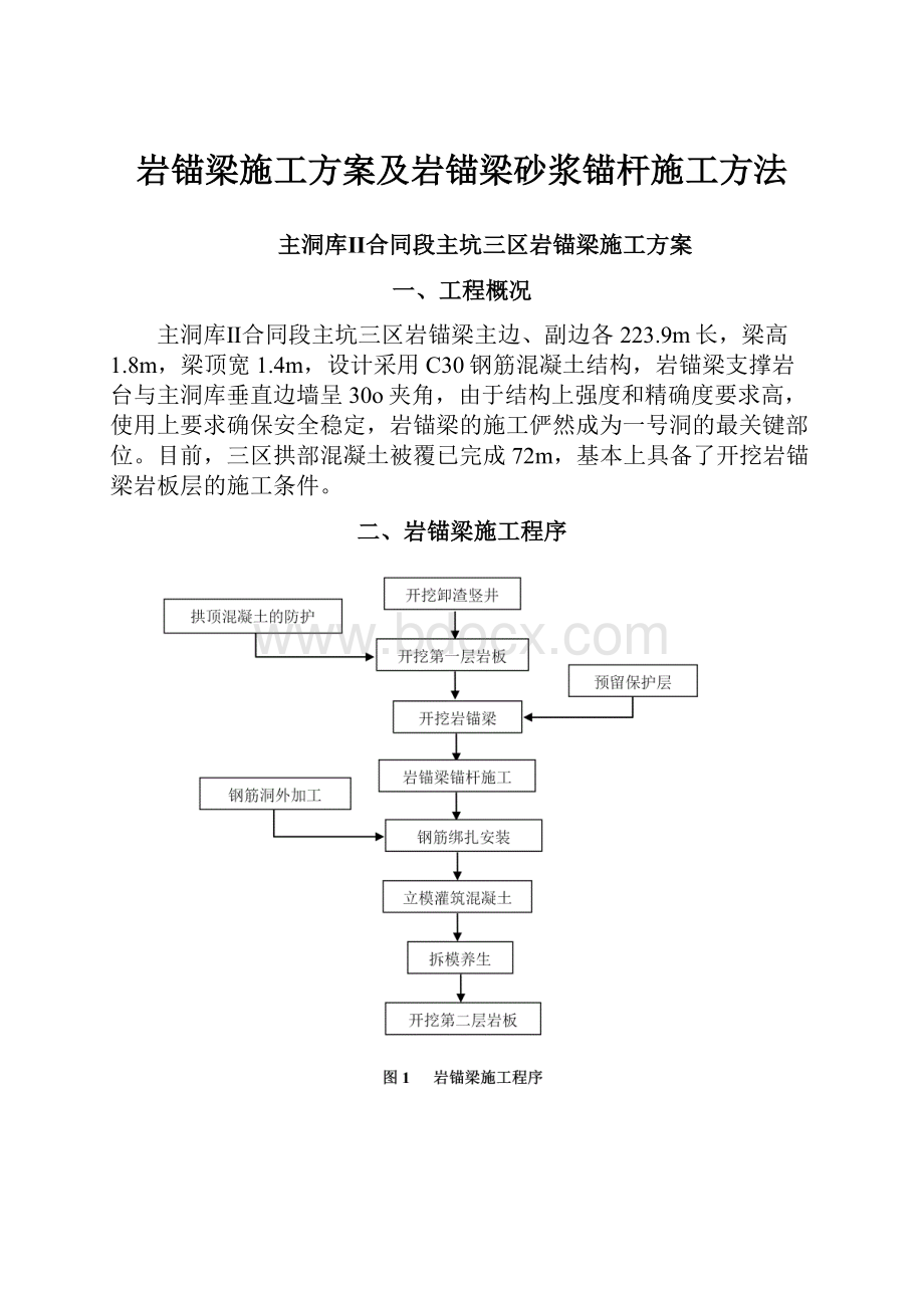 岩锚梁施工方案及岩锚梁砂浆锚杆施工方法.docx_第1页