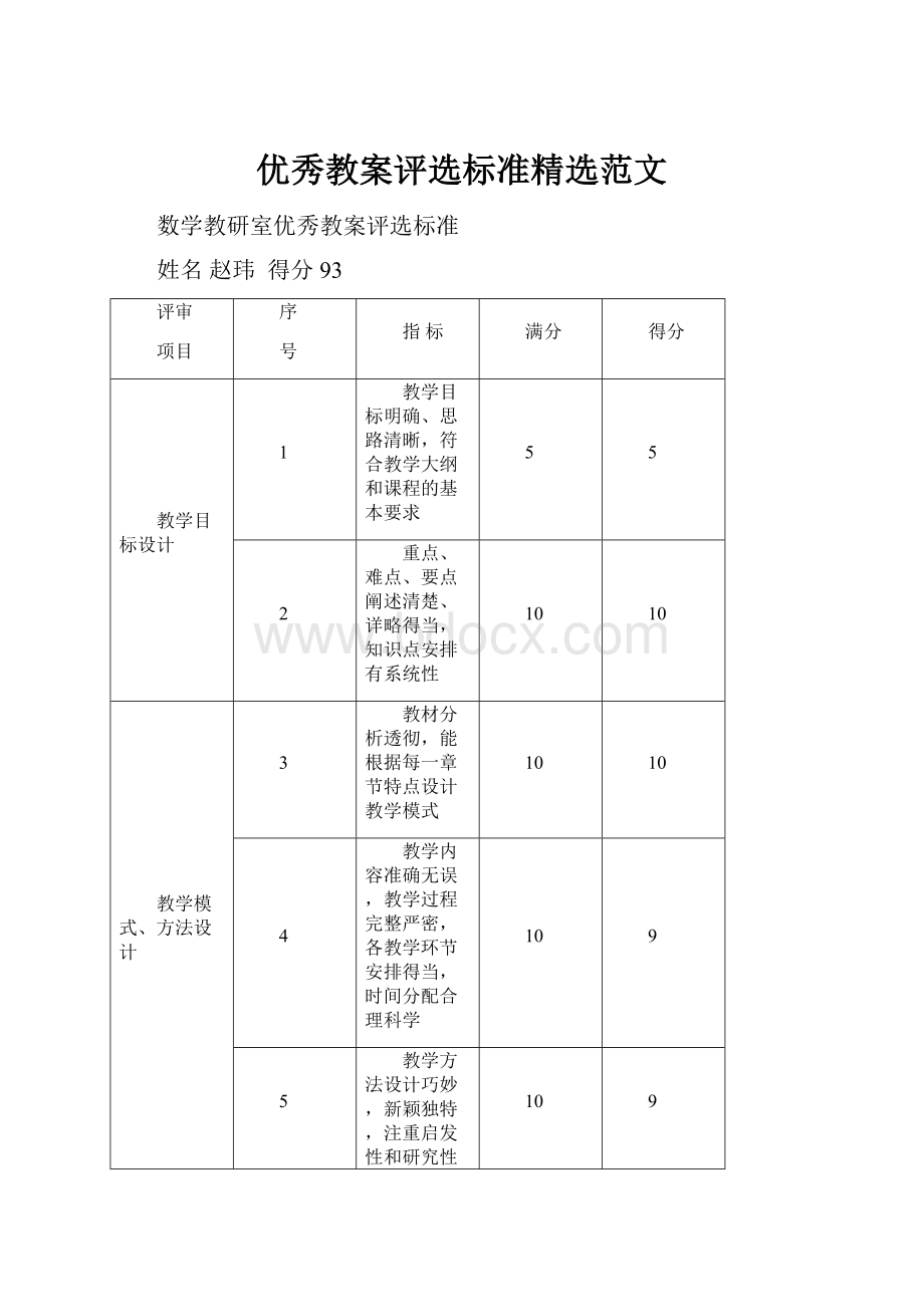 优秀教案评选标准精选范文.docx