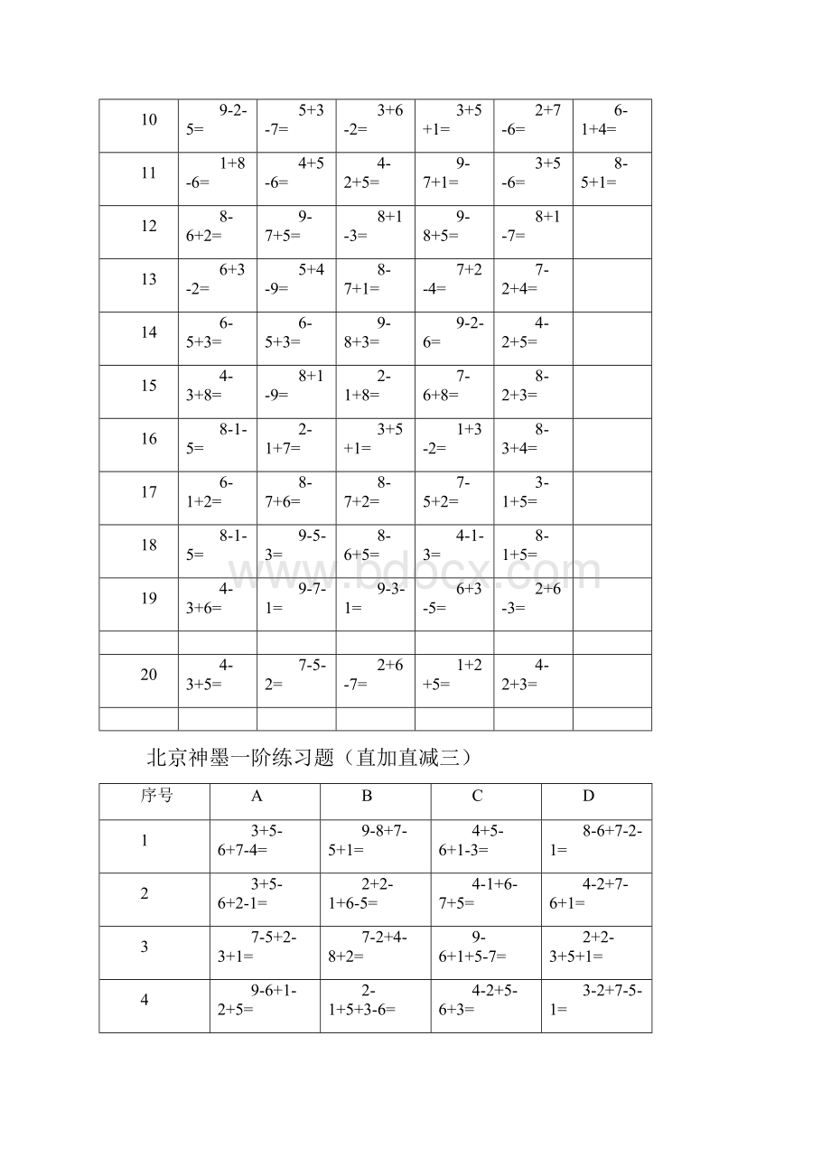 北京神墨一阶练习题直加直减一.docx_第3页