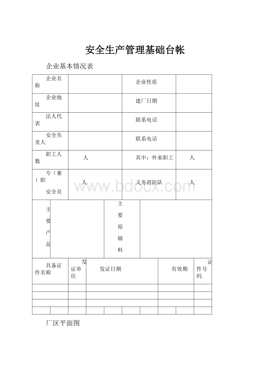 安全生产管理基础台帐.docx