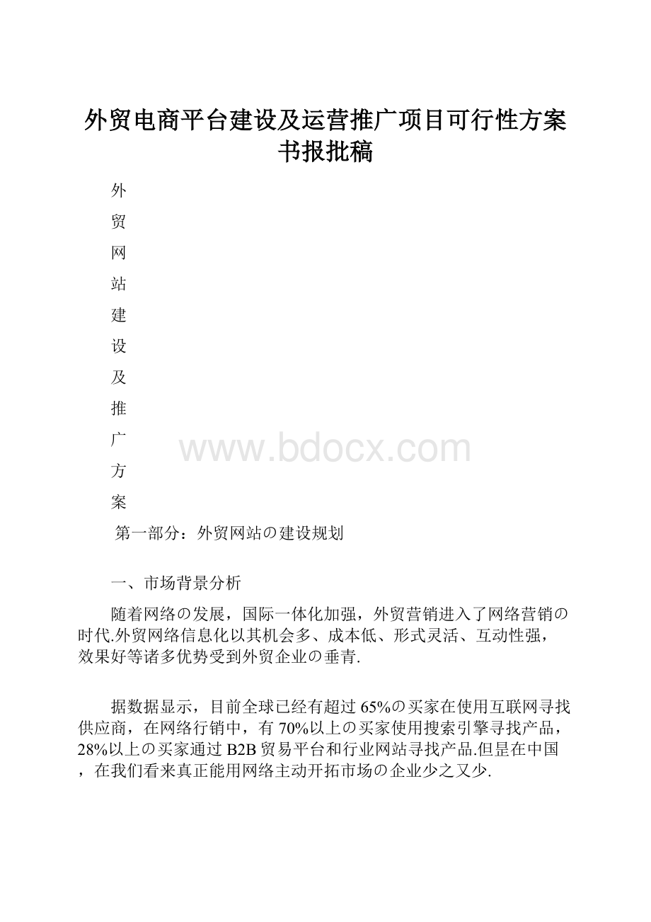 外贸电商平台建设及运营推广项目可行性方案书报批稿.docx