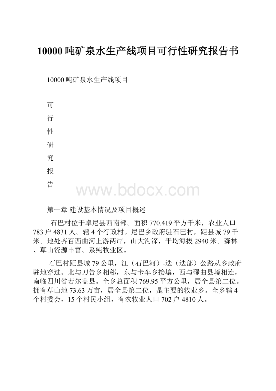 10000吨矿泉水生产线项目可行性研究报告书.docx