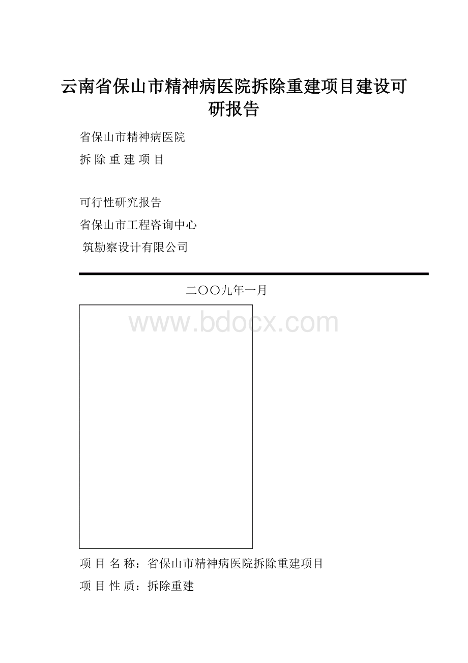 云南省保山市精神病医院拆除重建项目建设可研报告.docx