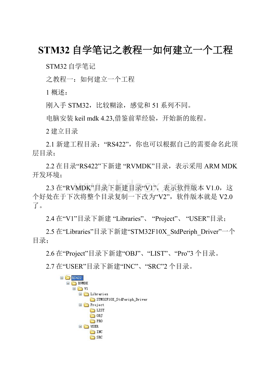 STM32自学笔记之教程一如何建立一个工程.docx