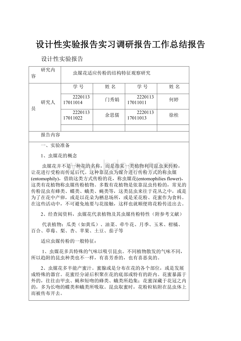 设计性实验报告实习调研报告工作总结报告.docx