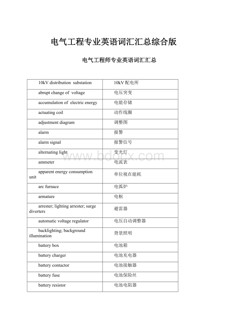 电气工程专业英语词汇汇总综合版.docx_第1页