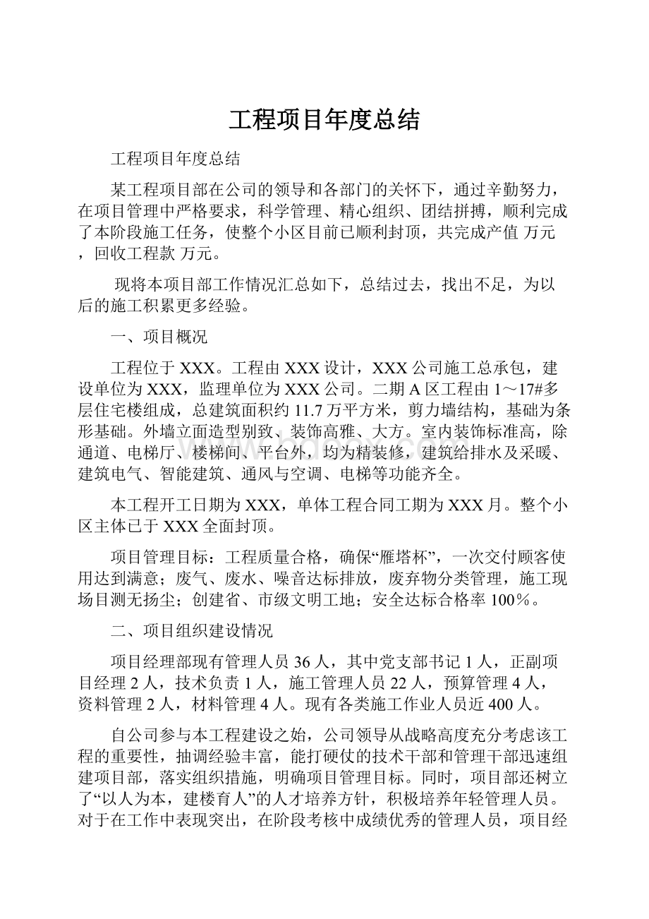 工程项目年度总结.docx