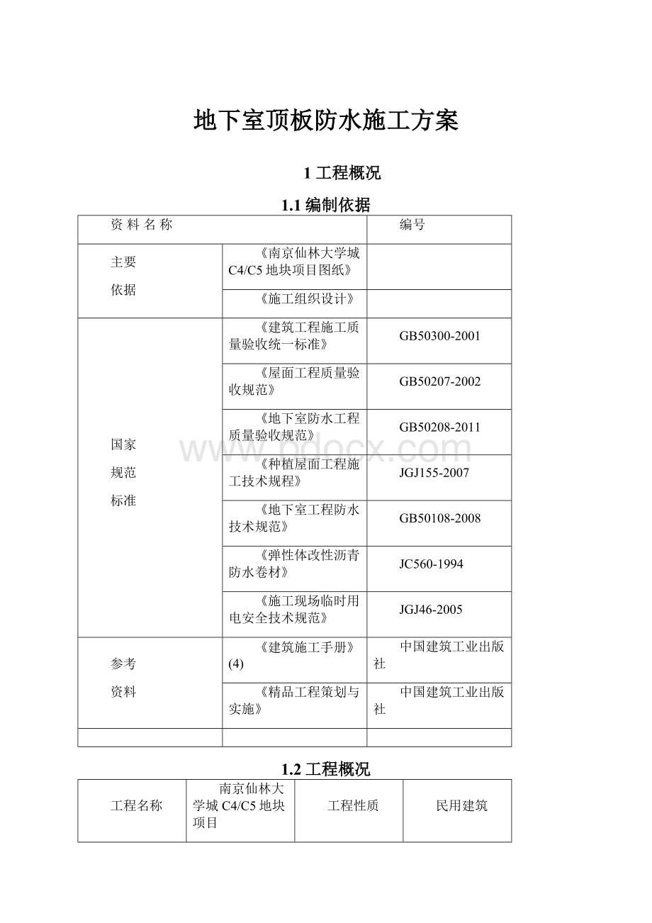 地下室顶板防水施工方案.docx