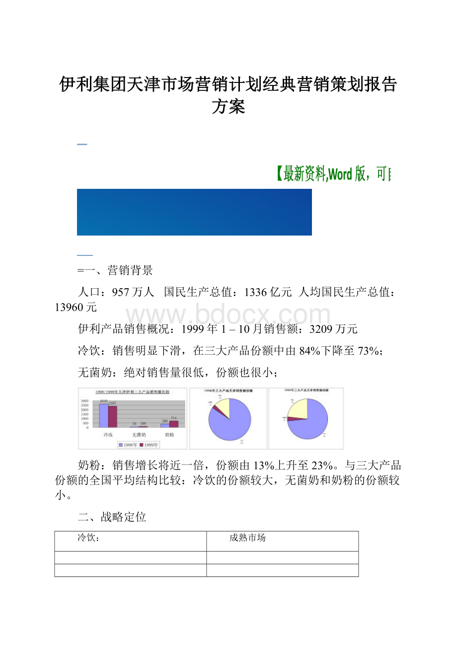 伊利集团天津市场营销计划经典营销策划报告方案.docx