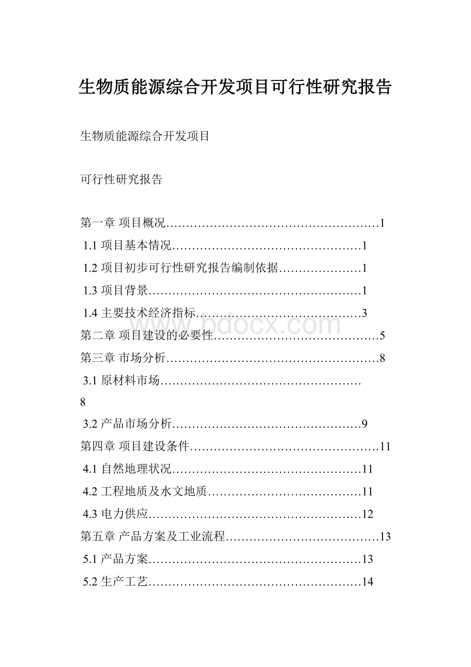 生物质能源综合开发项目可行性研究报告.docx_第1页