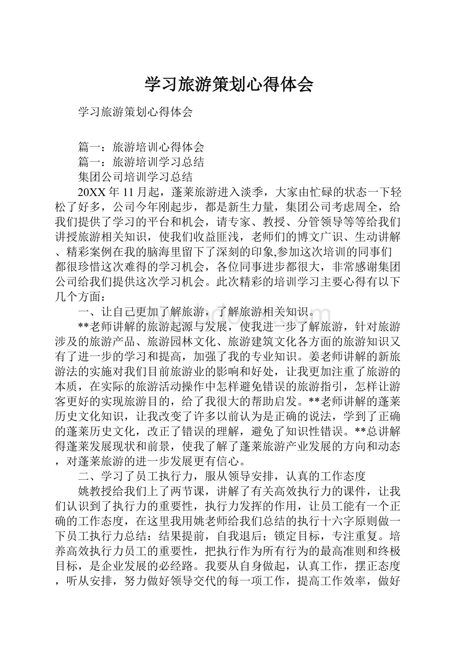 学习旅游策划心得体会.docx