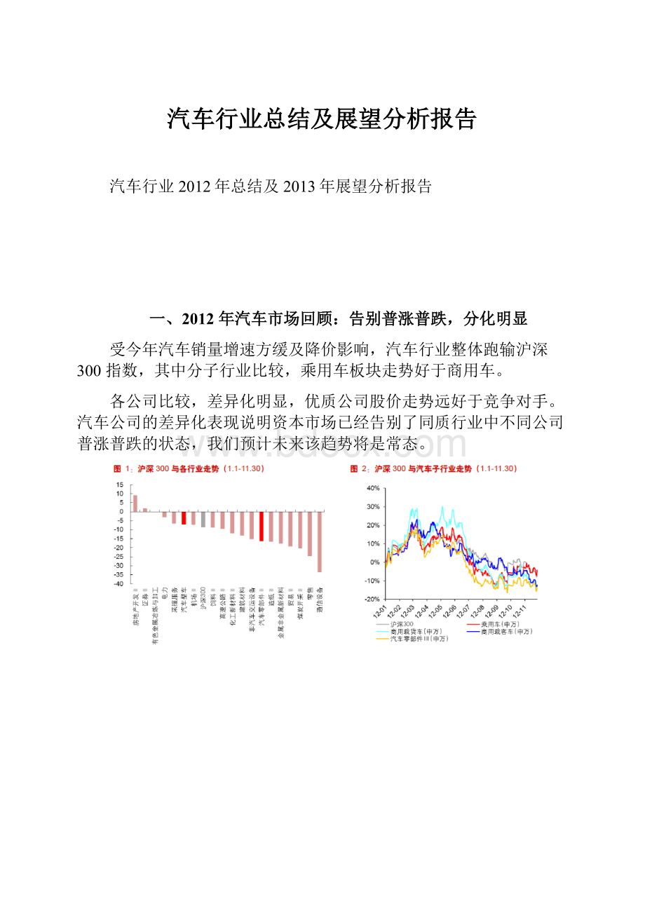 汽车行业总结及展望分析报告.docx_第1页